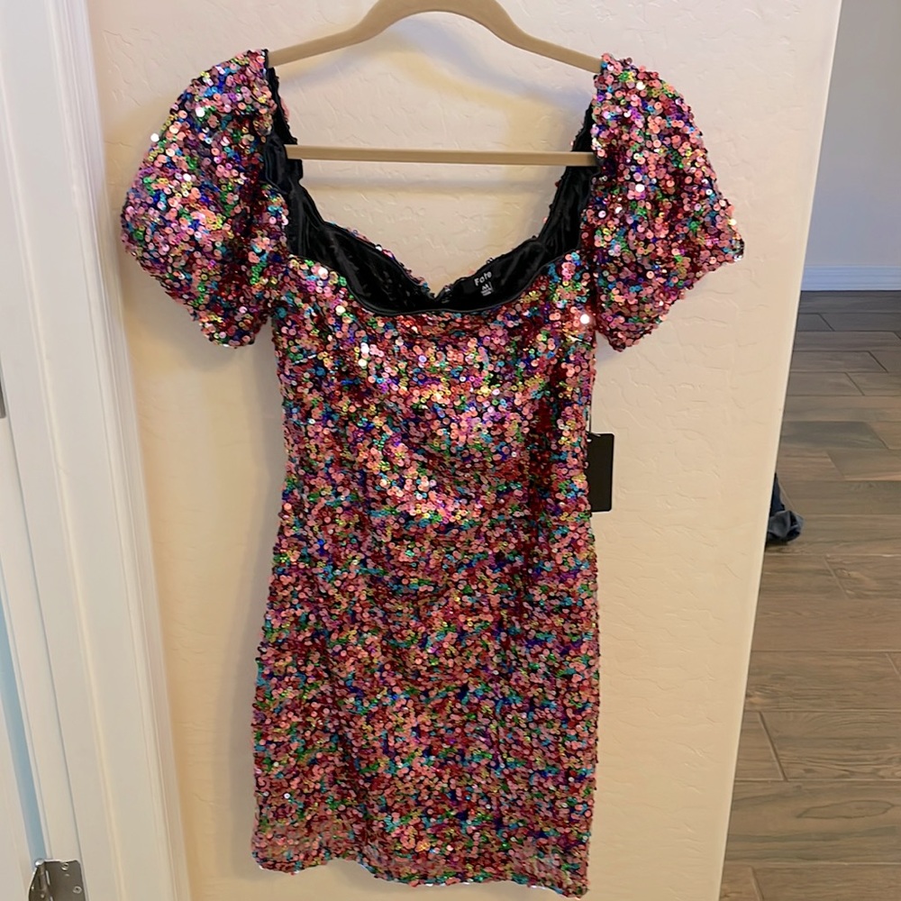 Multicolor sequin party dress